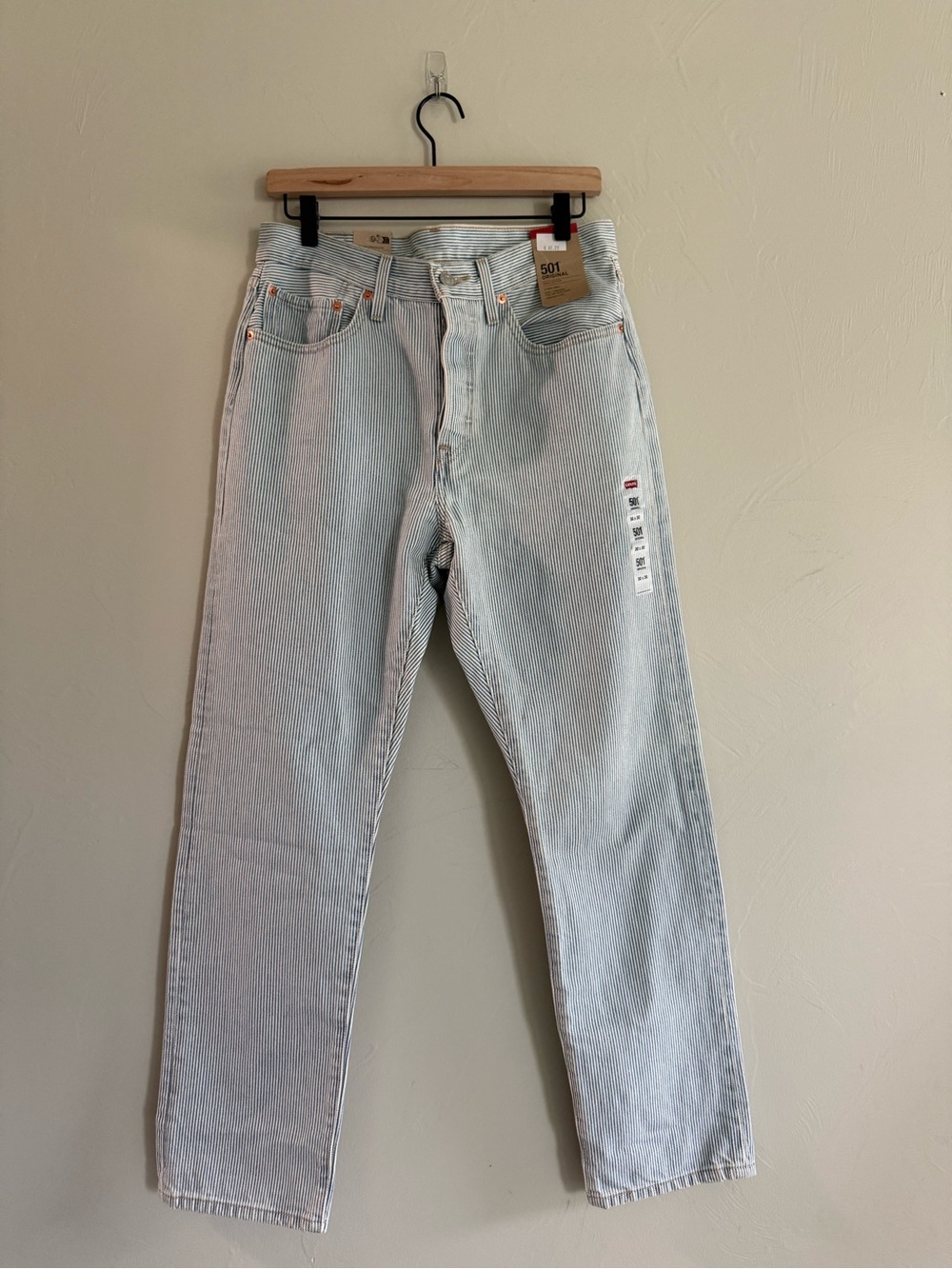 Levi’s 501 Original Jeans 30x30 Hickory Railroad Stripe NWT